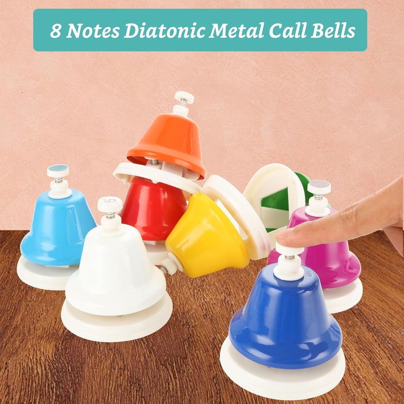 MUXHEL 8 Pcs Rainbow Desk Bells, 8 Notes Diatonic Metal Musical Bells, Musical Bells Musical Learning for Musical Teaching Church - Image 4
